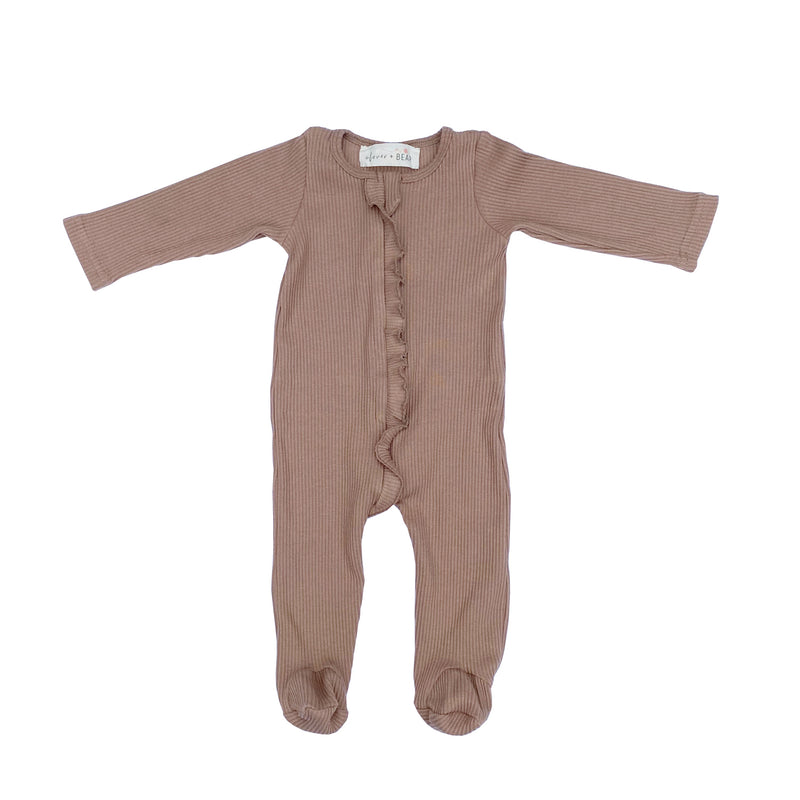 Ruffle Footed Onesie | Cappuccino